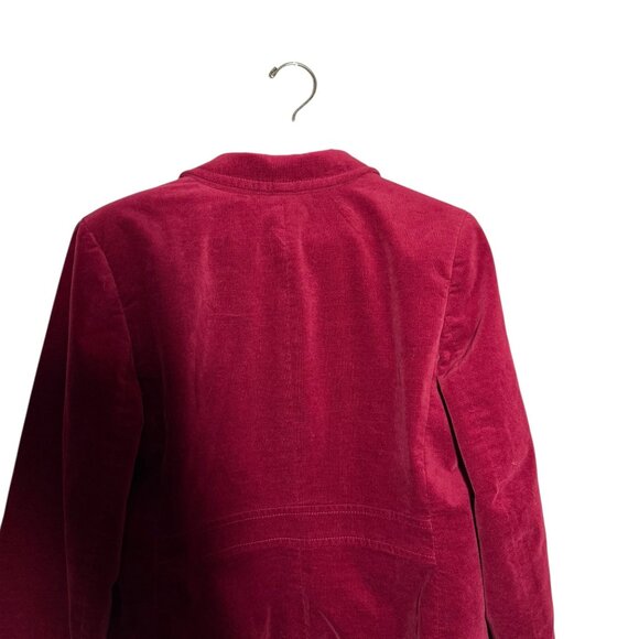 Talbots Burgundy Velvet Blazer Jacket Womens Size 16 Button Closure - Picture 6 of 7